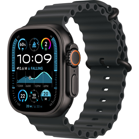 Apple Watch Ultra 2 GPS + Cellular, 49 мм, корпус из черного титана, ремешок Ocean черного цвета, Экран: 49, Цвет: Black matte / Черный матовый