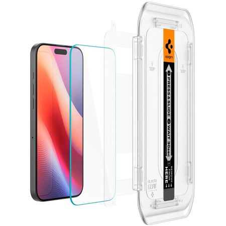 Стекло для iPhone 16 Pro Spigen Glass tR EZ Fit 2 Pack Transparency, изображение 5
