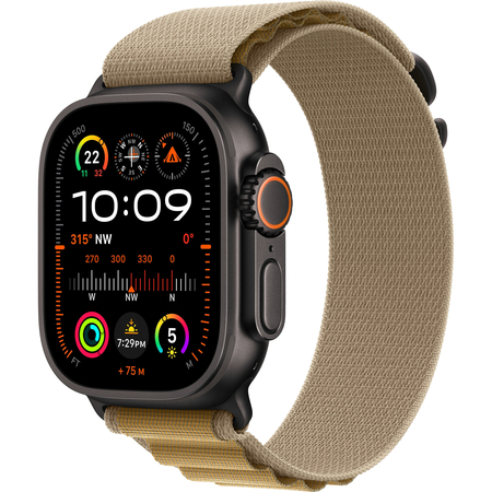 Apple Watch Ultra 2 GPS + Cellular, 49 мм, корпус из черного титана, ремешок Alpine цвета «загар», Экран: 49, Цвет: Brown / Коричневый