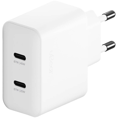 Сетевое зарядное устройство Ubear Wall charger Motion 67W (2 ports USB-C) White, изображение 3