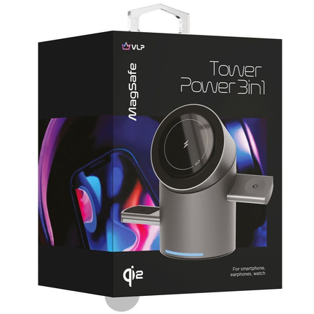 Беспроводное зарядное устройство VLP Tower Power 3 in 1 Grey, Цвет: Grey / Серый, изображение 5