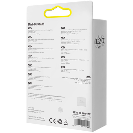 Кабель Baseus Crystal Shine Series USB Type-C/Lightning (CAJY000201) 1.2 m Black, изображение 7