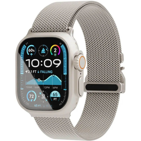 Ремешок для Apple Watch 42/44/45 VLP Milanese Band Pro Titanium, Цвет: Natural Titanium