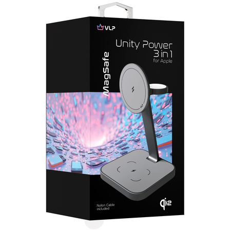 Беспроводное зарядное устройство VLP Unity Power 3 in 1 for Apple Space Gray, Цвет: Space Gray / Серый космос, изображение 4