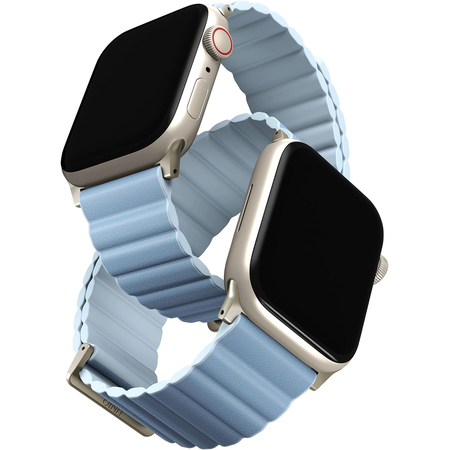 Ремешок для Apple Watch 42/41/40 mm Uniq Revix Premium Edition Leather/Silicone Arctic/Soft Blue, изображение 2