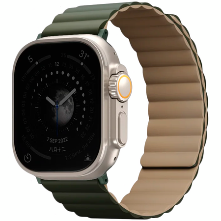 Ремешок для Apple Watch 49/46/45/44 mm Uniq Revix Reversible Magnetic Green/Tan