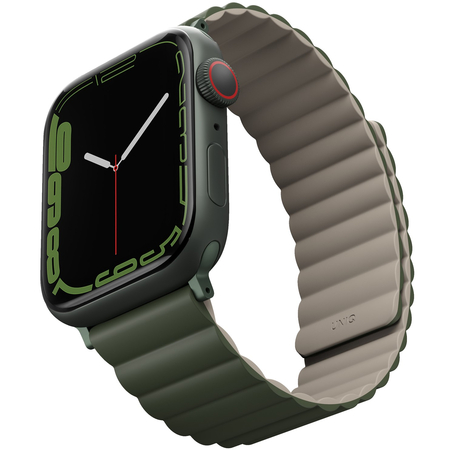 Ремешок для Apple Watch 49/46/45/44 mm Uniq Revix Reversible Magnetic Green/Tan, изображение 2