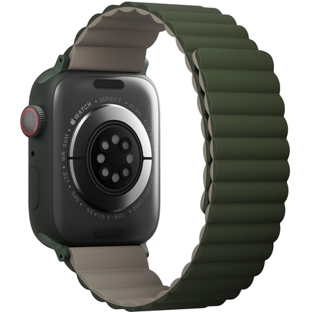 Ремешок для Apple Watch 49/46/45/44 mm Uniq Revix Reversible Magnetic Green/Tan, изображение 3