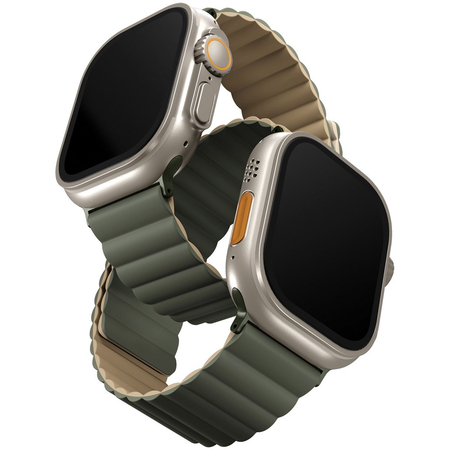 Ремешок для Apple Watch 49/46/45/44 mm Uniq Revix Reversible Magnetic Green/Tan, изображение 6
