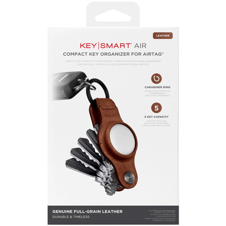 Кожаный брелок для ключей KeySmart Air ‎Genuine Leather, Цвет: Brown / Коричневый, изображение 4