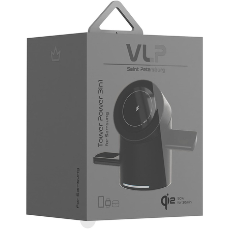 Беспроводное зарядное устройство VLP Tower Power 3 in 1 for Samsung Black, изображение 5