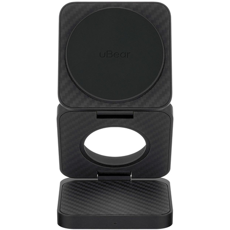 Беспроводное зарядное устройство uBear Balance Kevlar 3in1 Magnetic wireless charger Black, изображение 3