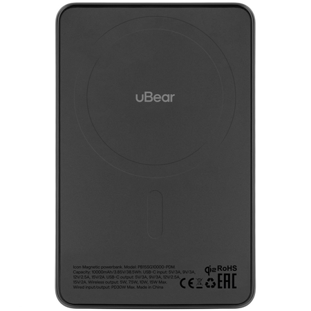 Внешний аккумулятор uBear Icon Magnetic Power bank 10000mAh Grey, изображение 3