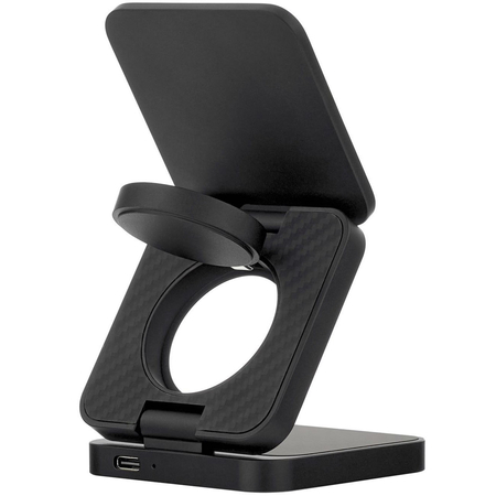 Беспроводное зарядное устройство uBear Balance Kevlar 3in1 Magnetic wireless charger Black, изображение 7