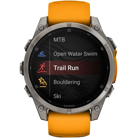 Garmin Fenix 8 47mm Amoled Sapphire Graphite DLC Titanium with Spark Orange Silicone, Экран: 47, Цвет: Orange / Оранжевый, изображение 5