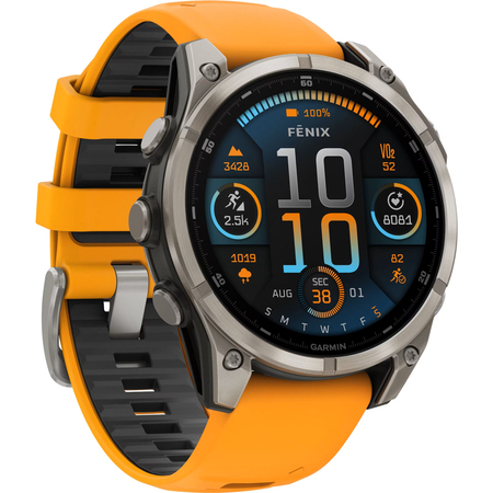 Garmin Fenix 8 47mm Amoled Sapphire Graphite DLC Titanium with Spark Orange Silicone, Экран: 47, Цвет: Orange / Оранжевый, изображение 2