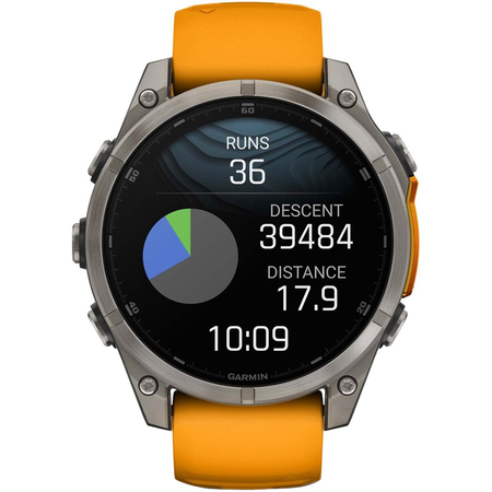 Garmin Fenix 8 47mm Amoled Sapphire Graphite DLC Titanium with Spark Orange Silicone, Экран: 47, Цвет: Orange / Оранжевый, изображение 3