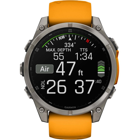 Garmin Fenix 8 47mm Amoled Sapphire Graphite DLC Titanium with Spark Orange Silicone, Экран: 47, Цвет: Orange / Оранжевый, изображение 4
