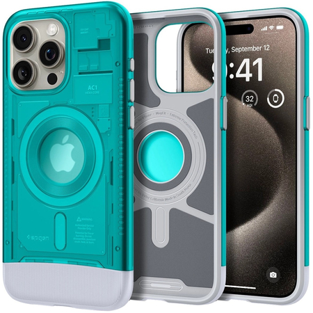 Чехол для iPhone 15 Pro Spigen Classic C1 MagSafe, bondi blue, Цвет: Turquoise / Бирюзовый, изображение 10