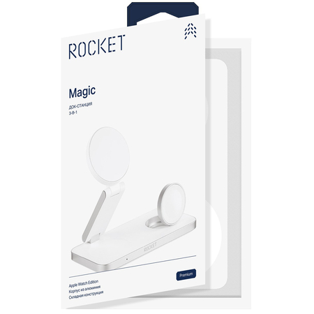 Беспроводное зарядное устройство Rocket Premium Magic 3in1 23W White, Цвет: White / Белый, изображение 11