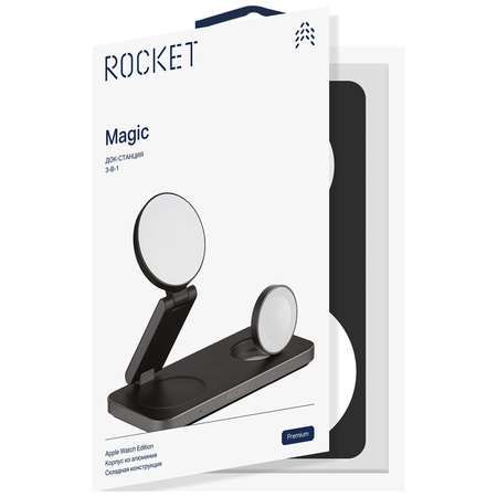 Беспроводное зарядное устройство Rocket Premium Magic 3in1 23W Black, Цвет: Black / Черный, изображение 13