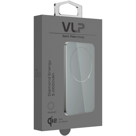 Внешний аккумулятор VLP Diamond Energy MagSafe 5000mAh Natural Titanium, Цвет: Grey / Серый, изображение 6