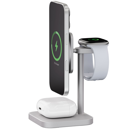 Беспроводное зарядное устройство uBear Evoke Apple Watch Edition 3in1 Qi2 Silver, Цвет: Silver / Серебристый, изображение 6