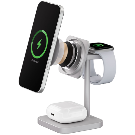 Беспроводное зарядное устройство uBear Evoke Apple Watch Edition 3in1 Qi2 Silver, Цвет: Silver / Серебристый, изображение 7