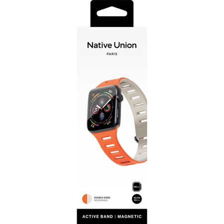 Ремешок для Apple Watch 49/45/44/42mm Native Union Active Magnetic Band Grey/Orange, изображение 7