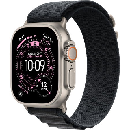 Apple Watch Ultra 3 GPS + Cellular, 49 мм, корпус из бежевого титана, ремешок Alpine черного цвета, Экран: 49, Цвет: Black / Черный