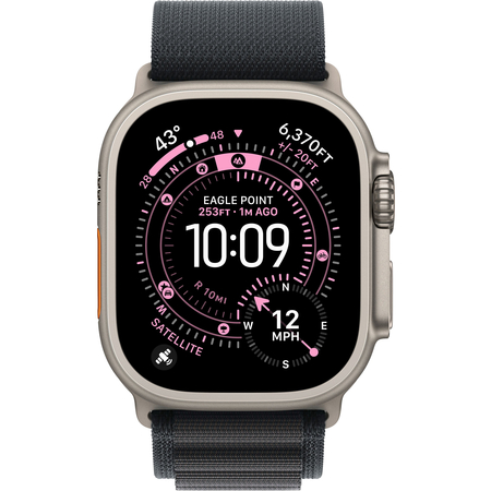 Apple Watch Ultra 3 GPS + Cellular, 49 мм, корпус из бежевого титана, ремешок Alpine черного цвета, Экран: 49, Цвет: Black / Черный, изображение 2