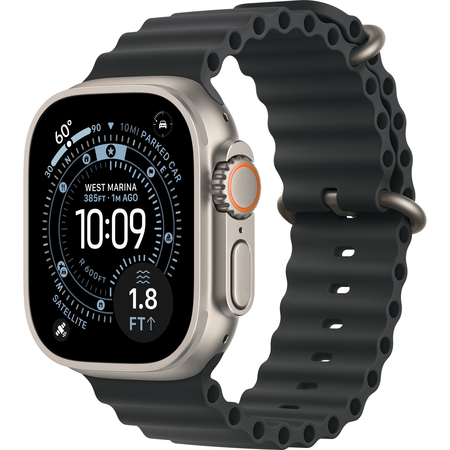 Apple Watch Ultra 3 GPS + Cellular, 49 мм, корпус из бежевого титана, ремешок Ocean черного цвета, Экран: 49, Цвет: Black matte / Черный матовый