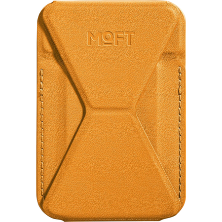 Картхолдер для телефона Moft SNAP-ON с усиленными магнитами + магнитное кольцо экокожа Movas Желтый