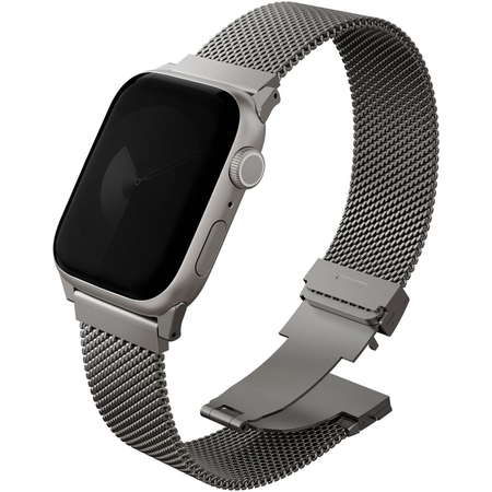 Ремешок для Apple Watch 42/41/40 mm Uniq Dante PRO Strap Mesh Steel Titanium Silver