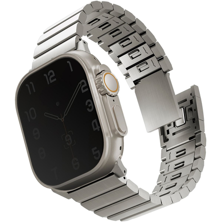 Ремешок для Apple Watch 49/46/45/44mm Uniq Strova MAG Strap Link Steel Silver