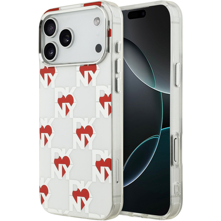 Чехол для iPhone 17 Pro Max CG Mobile DKNY IML Electroplated Hearts Metal camera Hard MagSafe White, изображение 5