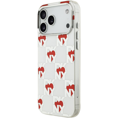 Чехол для iPhone 17 Pro Max CG Mobile DKNY IML Electroplated Hearts Metal camera Hard MagSafe White, изображение 2