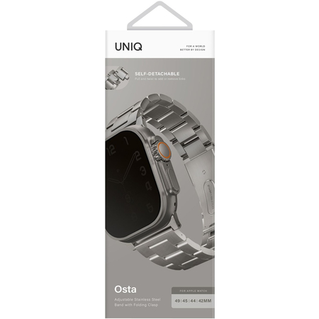 Ремешок для Apple Watch 49/46/45/44mm Uniq OSTA Steel Strap with Self-Adjustable Links Silver, изображение 4