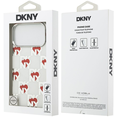 Чехол для iPhone 17 Pro Max CG Mobile DKNY IML Electroplated Hearts Metal camera Hard MagSafe White, изображение 8