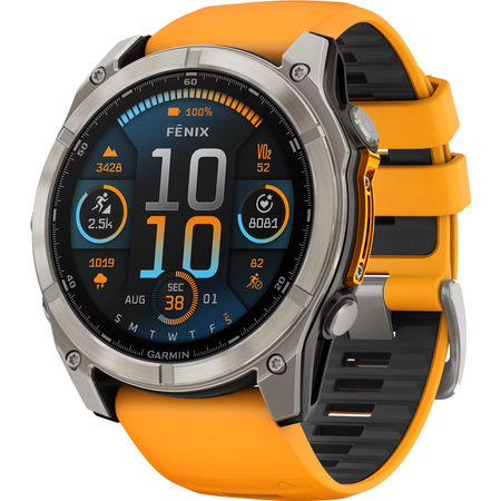 Garmin Fenix 8 51 Amoled Sapphire Graphite DLC Titanium with Spark Orange Silicone
