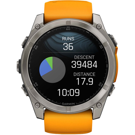 Garmin Fenix 8 51 Amoled Sapphire Graphite DLC Titanium with Spark Orange Silicone, изображение 3