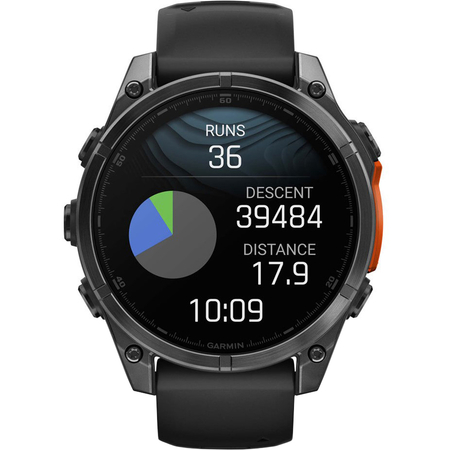 Garmin Fenix 8 47mm Amoled Sapphire Carbon Gray DLC Titanium with Black Silicone, Экран: 47, Цвет: Black / Черный, изображение 3
