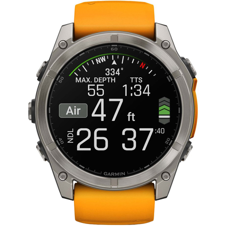 Garmin Fenix 8 51 Amoled Sapphire Graphite DLC Titanium with Spark Orange Silicone, изображение 4