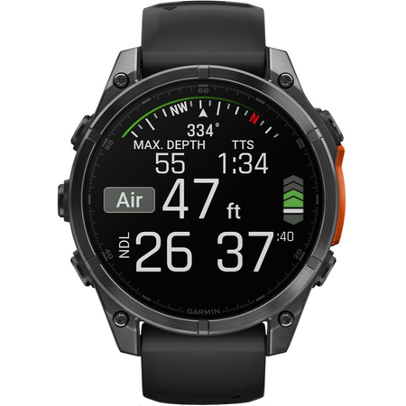 Garmin Fenix 8 47mm Amoled Sapphire Carbon Gray DLC Titanium with Black Silicone, Экран: 47, Цвет: Black / Черный, изображение 4