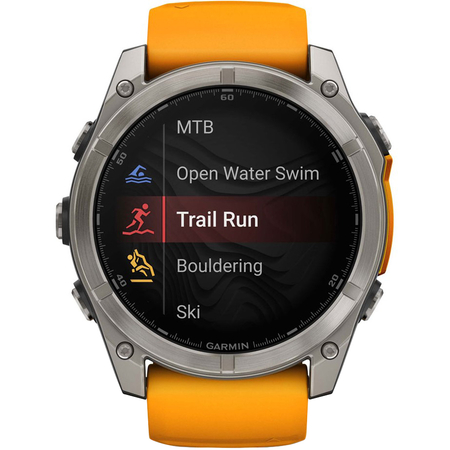 Garmin Fenix 8 51 Amoled Sapphire Graphite DLC Titanium with Spark Orange Silicone, изображение 5