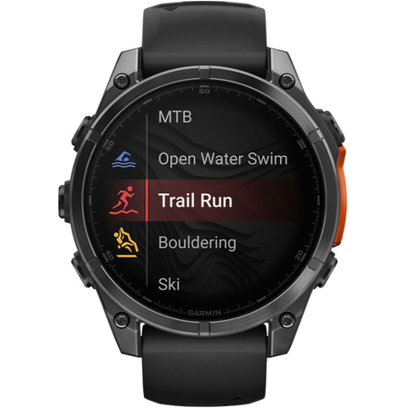Garmin Fenix 8 47mm Amoled Sapphire Carbon Gray DLC Titanium with Black Silicone, Экран: 47, Цвет: Black / Черный, изображение 5