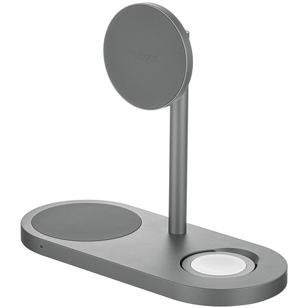 Беспроводное зарядное устройство uBear Stage Ultra Qi2 3 in 1 for Apple Grey, изображение 2