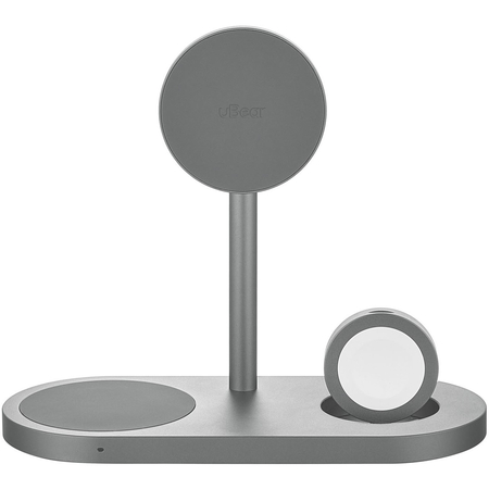 Беспроводное зарядное устройство uBear Stage Ultra Qi2 3 in 1 for Apple Grey, изображение 3
