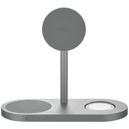 Беспроводное зарядное устройство uBear Stage Ultra Qi2 3 in 1 for Apple Grey, изображение 4