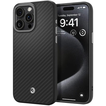 Чехол для iPhone 15 Pro Spigen Enzo Aramid MAG Magsafe Matte Black, изображение 3